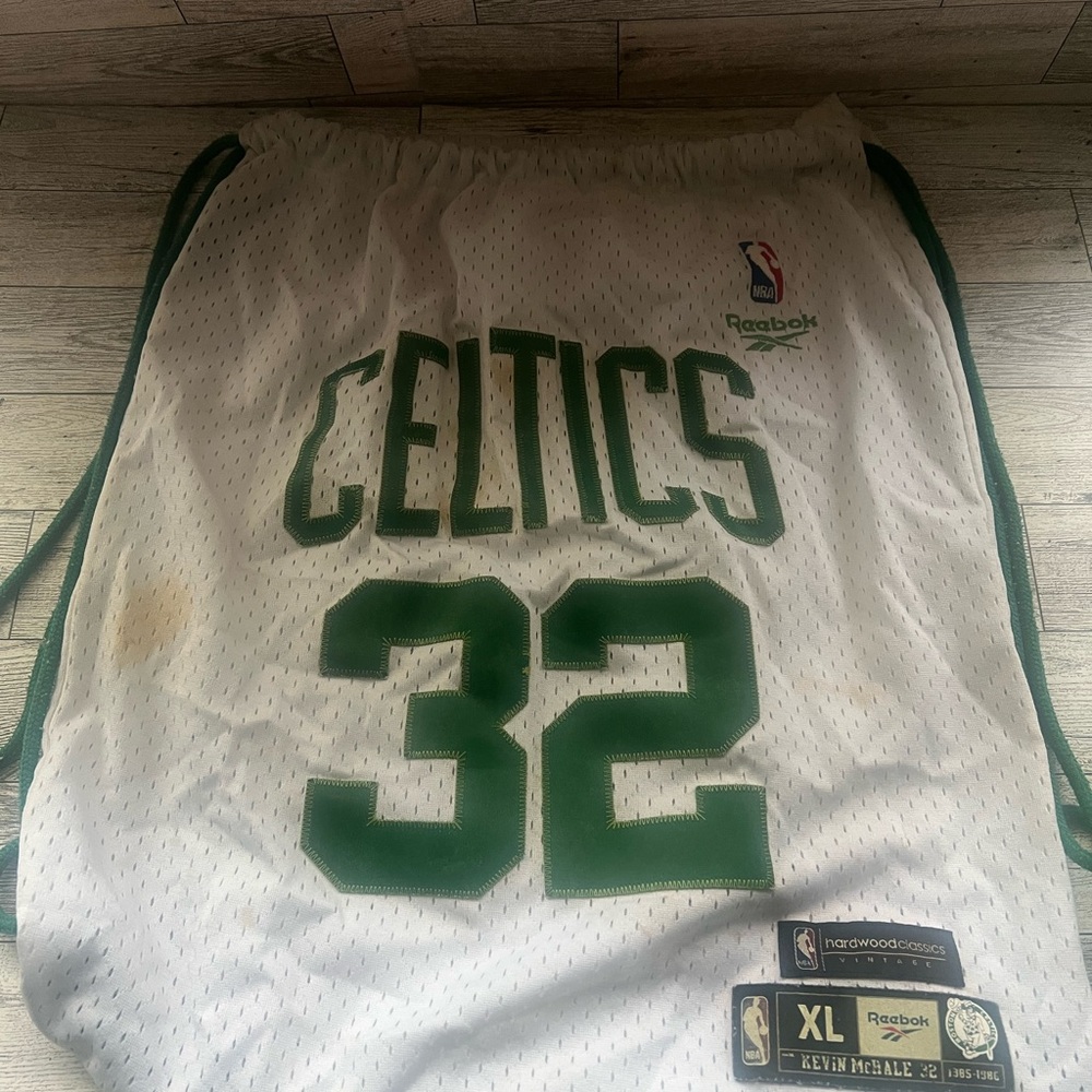 Reebok Boston Celtics Kevin McHale #32 White & Green Mesh Jersey